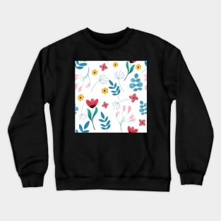 Floral Pattern Illustration Pink Yellow Blue Green Crewneck Sweatshirt